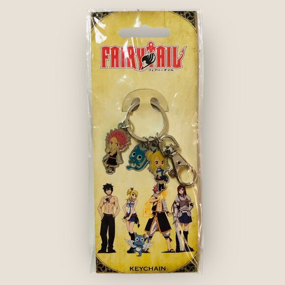 Funimation Accessories - Fairy Tail Anime Keychain With  Natsu Dragneel Lucy Heartfilia & Happy Charms